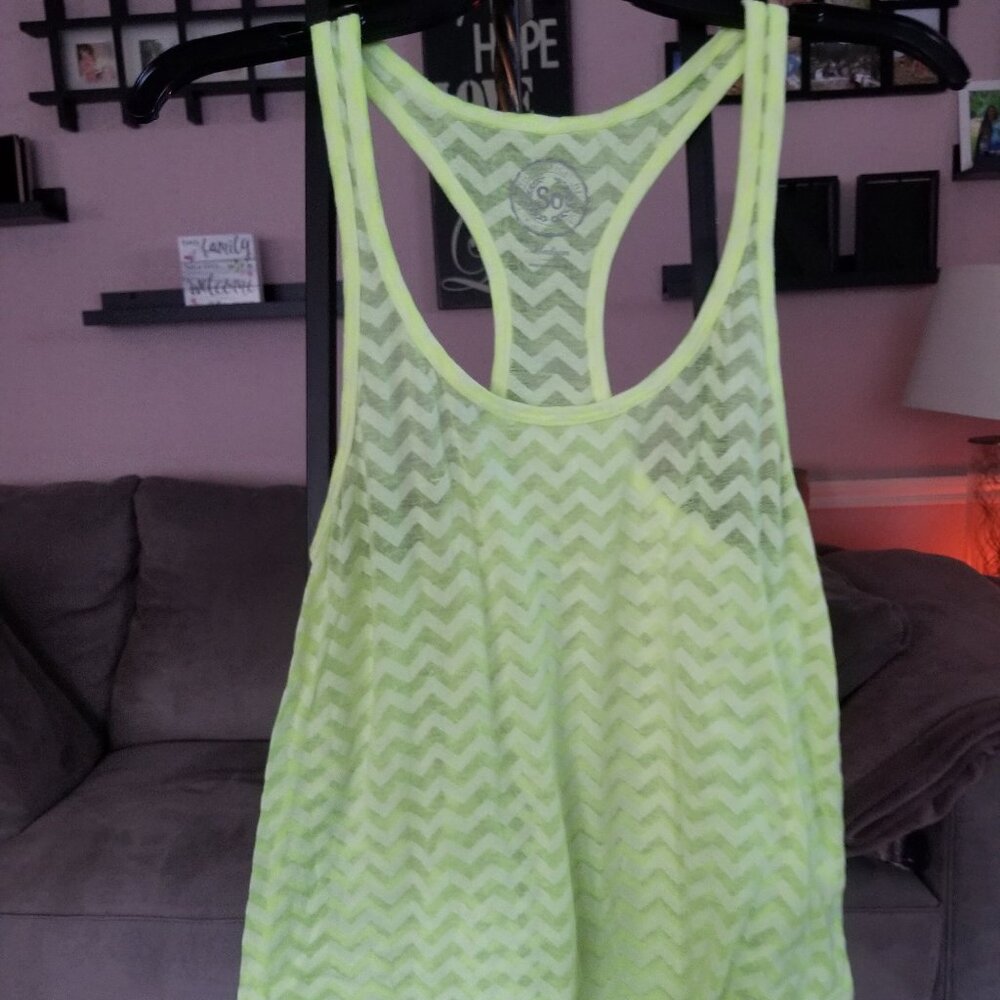 SO Neon Yellow Chevron Tank Top